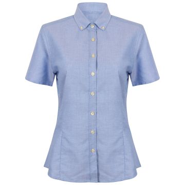 Women's modern short sleeve Oxford shirt - Blue - XS