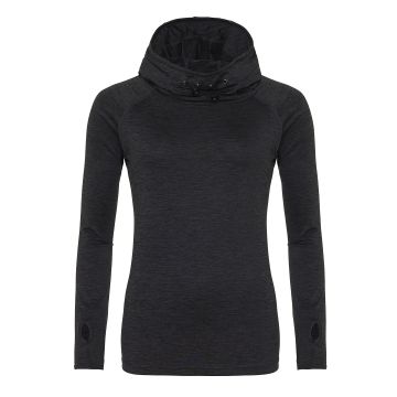 Women's cool cowl neck top - Black Slate Melange - XS