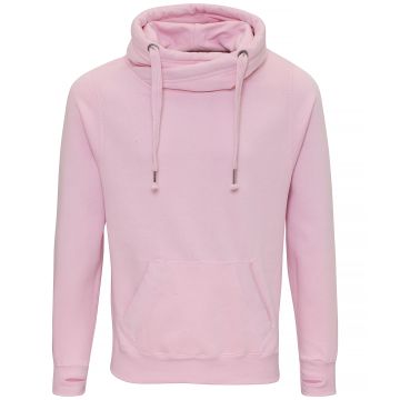 Cross neck hoodie - Baby Pink - XS