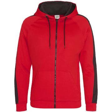 Sports polyester zoodie - Fire Red/Jet Black - S