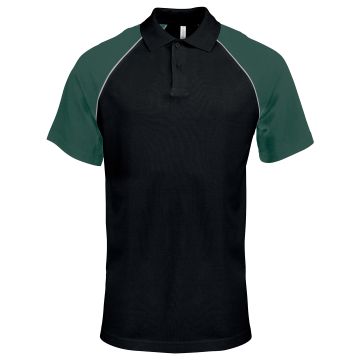 Polo baseball contrast polo shirt - Black/Light Grey/Green - S