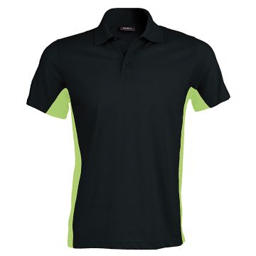 Flags short sleeve bi-colour polo shirt - Black/Lime - M