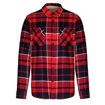 Sherpa-lined checked shirt jacket - Red/Navy - S