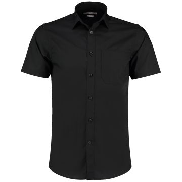 Poplin shirt short-sleeved (tailored fit) - Black* - 13.5