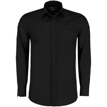 Poplin shirt long-sleeved (tailored fit) - Black* - 13.5