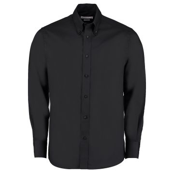 Premium Oxford shirt long-sleeved (tailored fit) - Black - 14.5