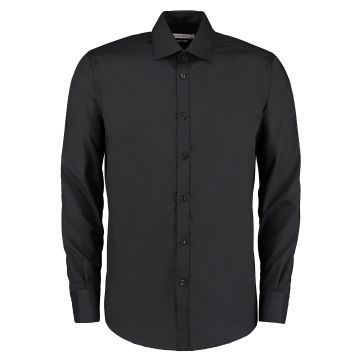 Business shirt long-sleeved (slim fit) - Black - 14