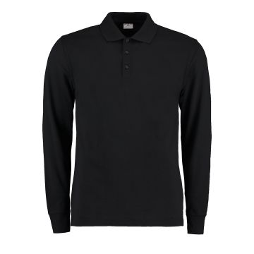 Piqué polo long-sleeved (classic fit) - Black - S