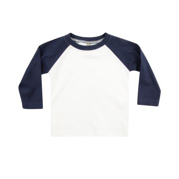 Long sleeve baseball t-shirt - White/Navy - 0/6 Months