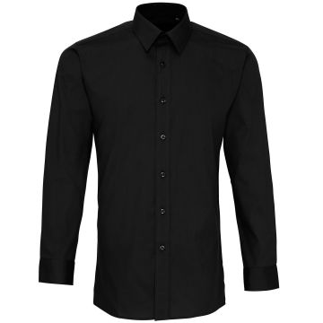 Poplin fitted long sleeve shirt - Black - 15