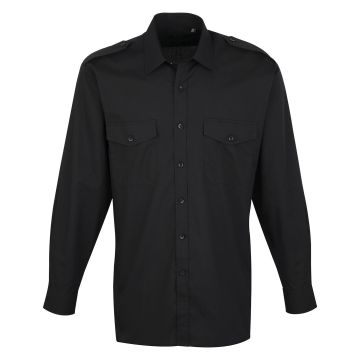 Long sleeve pilot shirt - Black - 14.5