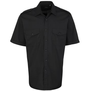 Short sleeve pilot shirt - Black - 14.5