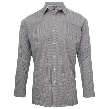 Microcheck (Gingham) long sleeve cotton shirt - Black/White - S