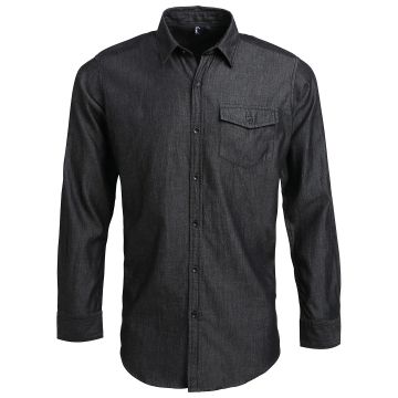 Jeans stitch denim shirt - Black Denim - XS