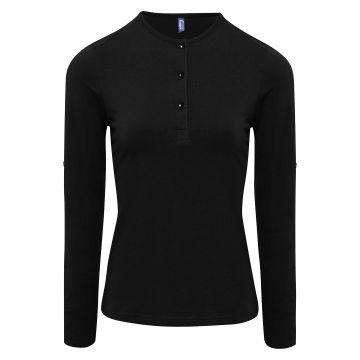 Women's Long John roll-sleeve tee - Black - XS