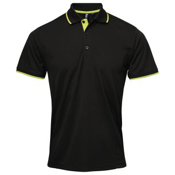 Contrast Coolchecker® polo - Black/Lime - M