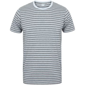 Unisex striped T - Heather Grey/White - XXS