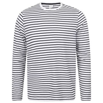 Unisex long-sleeved striped T - White/Oxford Navy - XXS