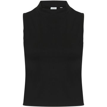 Women's high neck crop vest - Black - XS
