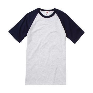 Short sleeve baseball T - Heather Grey/Deep Navy - M