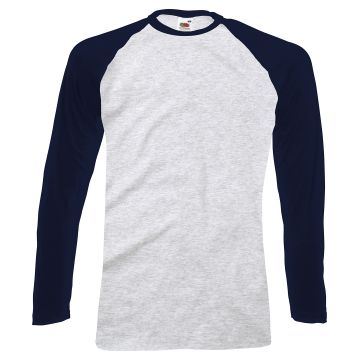 Long sleeve baseball T - Heather Grey/Deep Navy - S