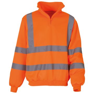 Hi-vis Â¼ zip sweatshirt (HVK06) - Orange - S