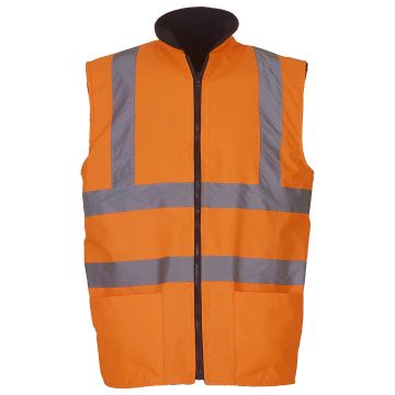 Hi-vis reversible fleece bodywarmer (HV008F) - Orange - S