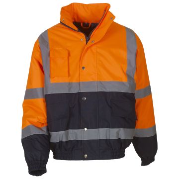 Hi-vis two-tone bomber jacket (HVP218) - Orange/Navy - S