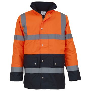 Hi-vis two-tone motorway jacket (HVP302) - Orange/Navy - S