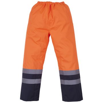 Hi-vis waterproof overtrousers (HVS463) - Orange/Navy - S