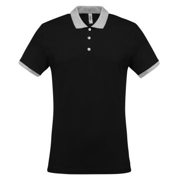 Two-tone piqué polo shirt - Black/Oxford Grey - S