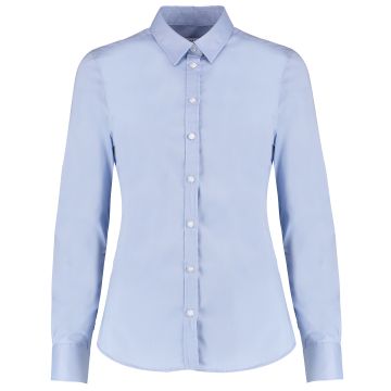 Women's stretch Oxford shirt long-sleeved (tailored fit) - Light Blue - Wom 6