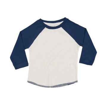 Baby baseball T - Organic Washed White/Swiss Navy - 12/18 Months