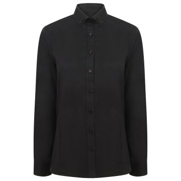 Women's modern long sleeve Oxford shirt - Black - XS