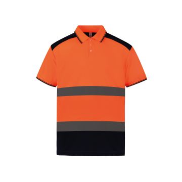 Hi-vis two-tone polo shirt (HVJ220) - Orange/Navy - S