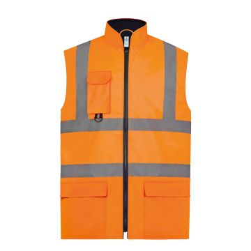 Hi-vis padded bodywarmer (HV005) - Orange - S