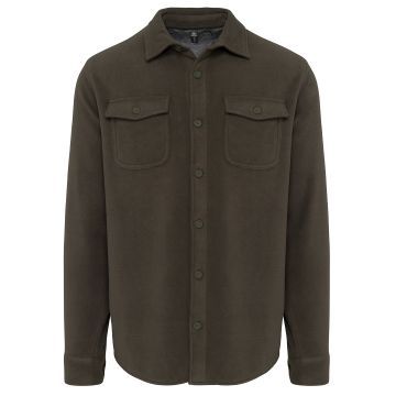 Sherpa-lined fleece overshirt - Dark Khaki/Storm Grey - S