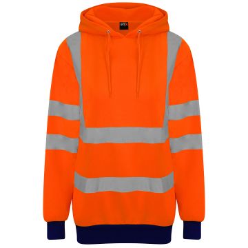 High visibility hoodie - HV Orange/Navy - S