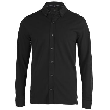 Kingston – stretch deluxe piqué shirt - Black - M