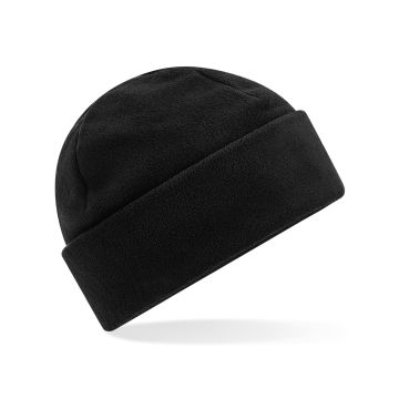 Recycled fleece cuffed beanie - Black - One size