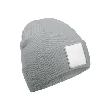 Appliqué patch beanie - Ash/White - One Size