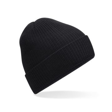 Polylana® ribbed beanie - Black - One size