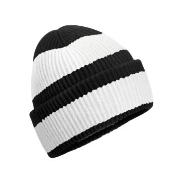 Colour block beanie - Black/Soft White - One Size
