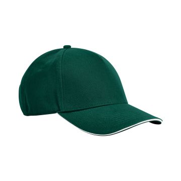 EarthAware® classic organic cotton 5-panel cap – sandwich peak - Bottle Green/White - One size