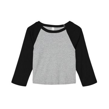 Women’s micro rib 3/4 raglan baby t-shirt - Athletic Heather/Black - XS