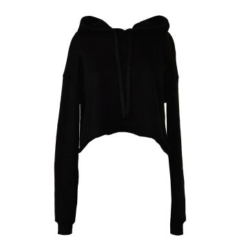 Women's cropped fleece hoodie - Black - S