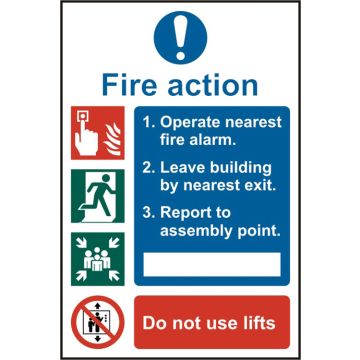 FIRE ACTION PROCEDURE SAV 200MM X 300MM - White