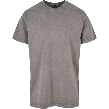 Acid washed round neck tee - Asphalt - XS