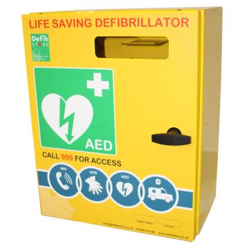 DEFIBRILLATOR STAINLESS STEEL CABINET NO LOCK & ELECTRICS - Yellow