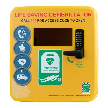 DEFIBRILLATOR POLYCARBONATE CABINET C/W LOCK HEATER LIGHT - Yellow